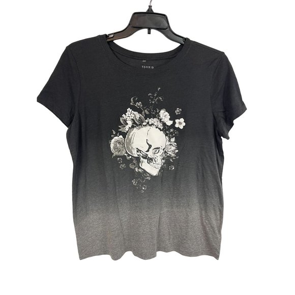 torrid Tops - NWOT TORRID Black Grey Skull Floral Top 2 2X